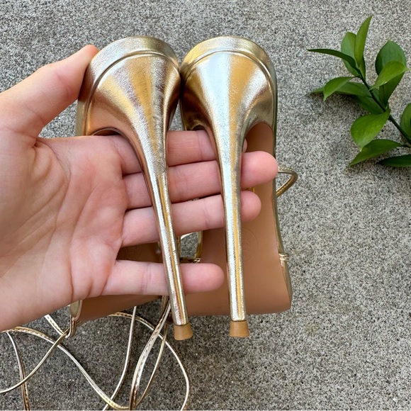 FEMME LA Athens Lace Up Heels in Golden 36 - Picture 8 of 12